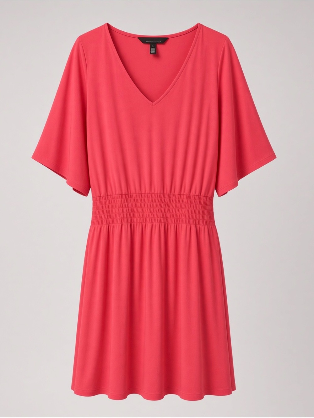 WHBM Coral Pink V-Neck Smocked Dress Size L